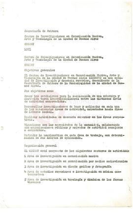 Centro de Investigaciones en Comunicación Masiva, Arte y Tecnología de la Ciudad de Buenos Aires.