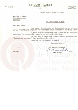 Correspondencia. Estudio Hualde (inventos y marcas)