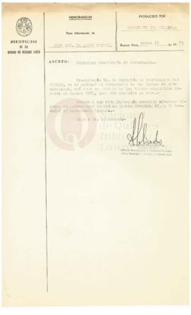 Memorandum de la dirección del CICMAT al Jefe Dep. de apoyo Tecnol.