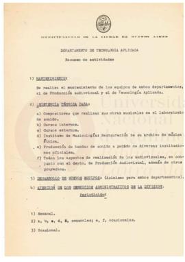 Departamento de Tecnología Aplicada / Resumen de actividades