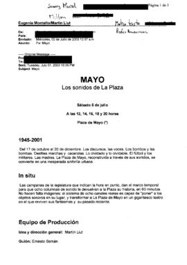 [mail de prensa de Mayo, los sonidos de La Plaza]
