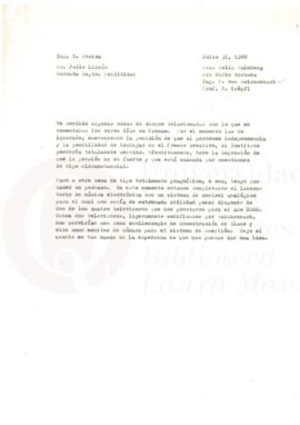 Correspondencia. Ing. E. Oteiza al Sr. Julio Llinas