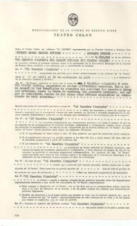 Contrato de maestro pianista del Teatro Colón